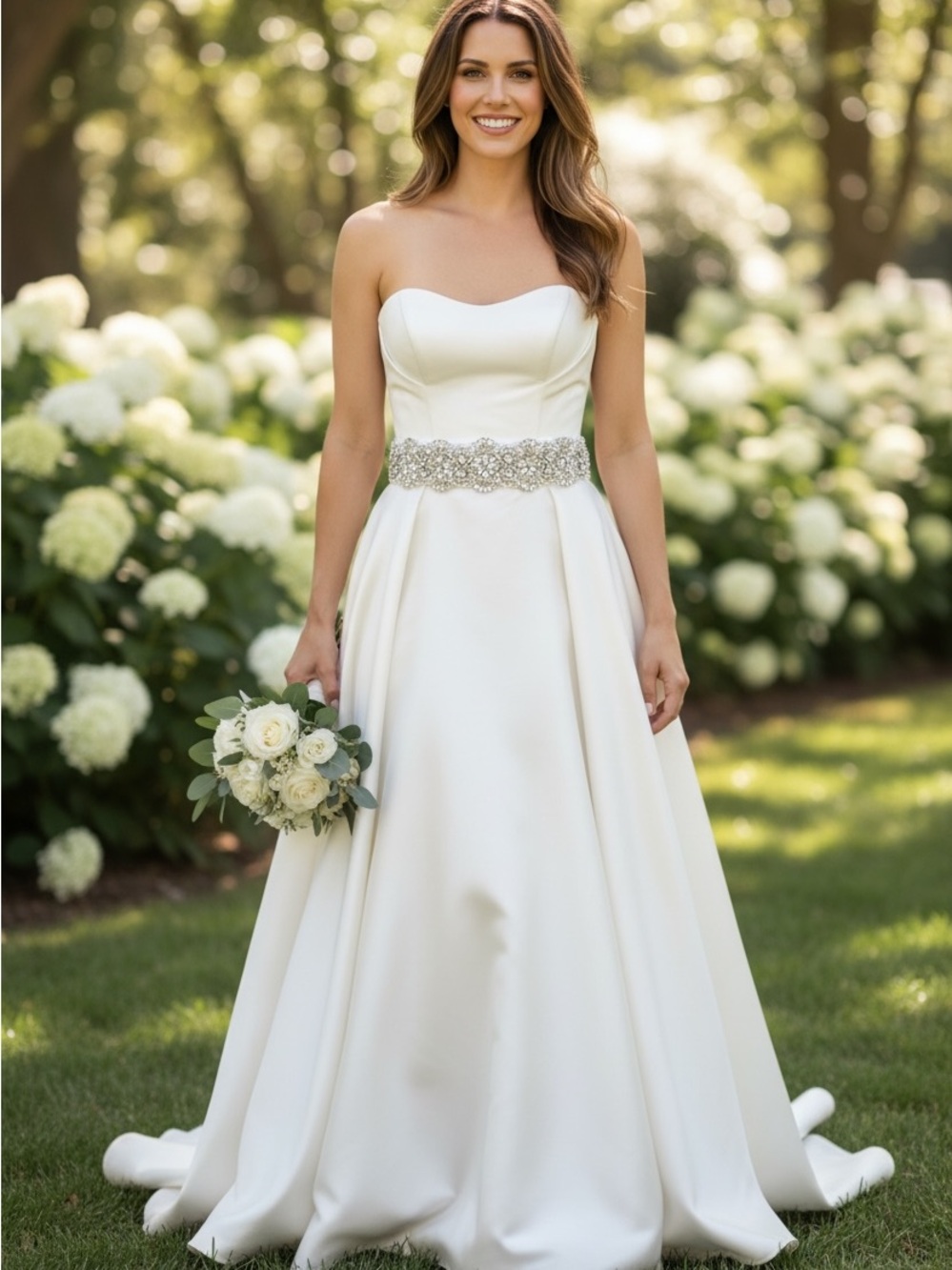 David's Bridal Ivory Bridal Crystal Beaded Belt